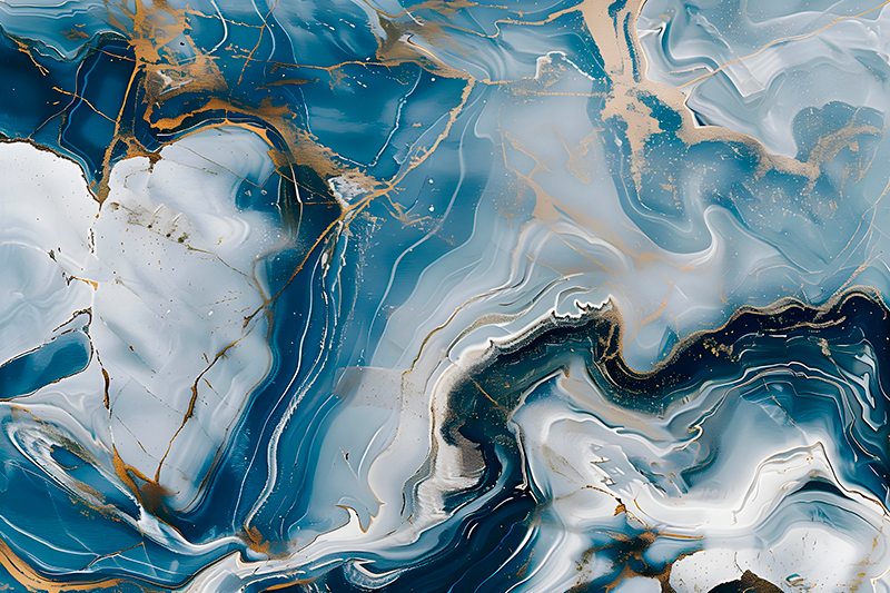 Marineblå og hvide farver marmor vinyl tæppe - TenStickers