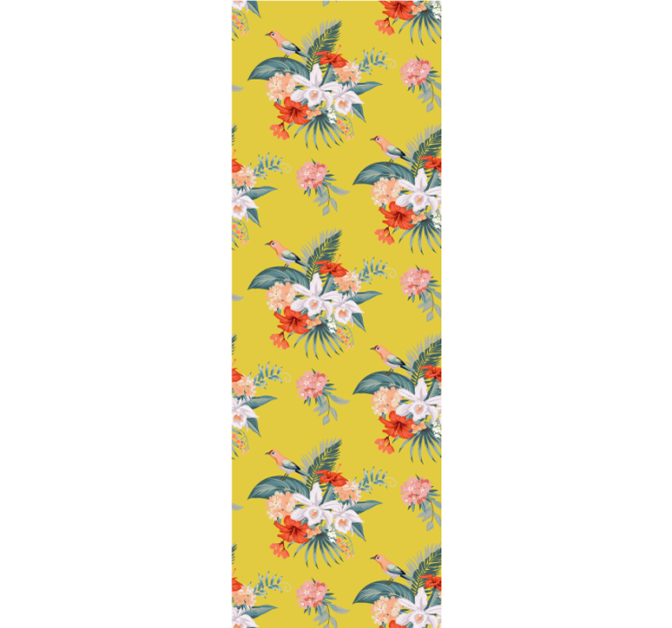 Buket på gul baggrund blomster tapet - TenStickers