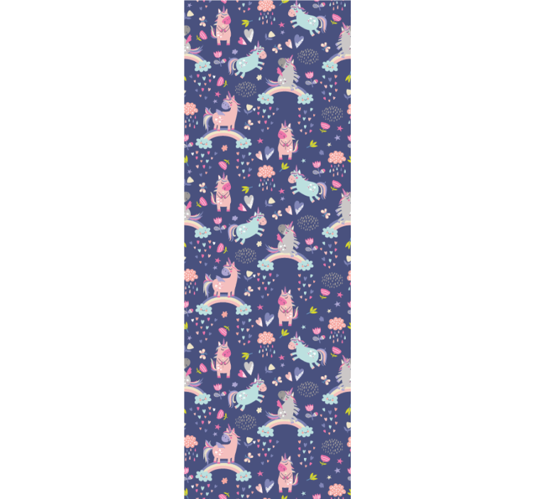 Farverige enhjørning mønstre tapet børneværelset - TenStickers