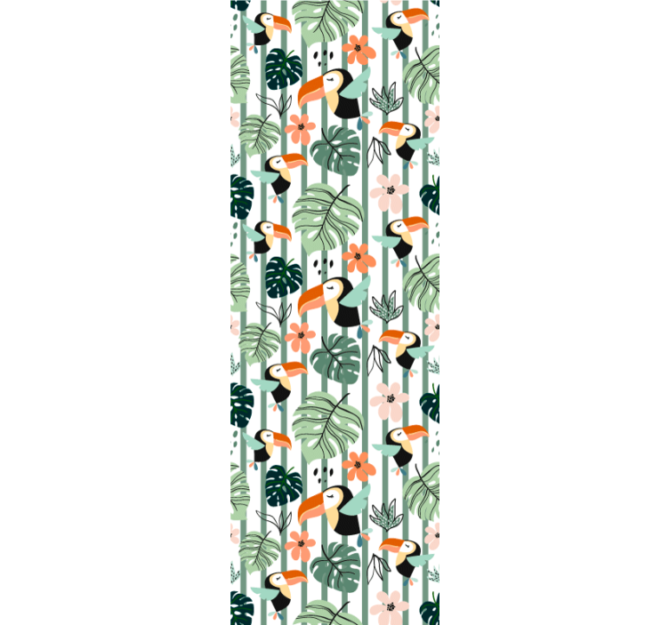 Tropisk tukan tema tapet med dyr - TenStickers