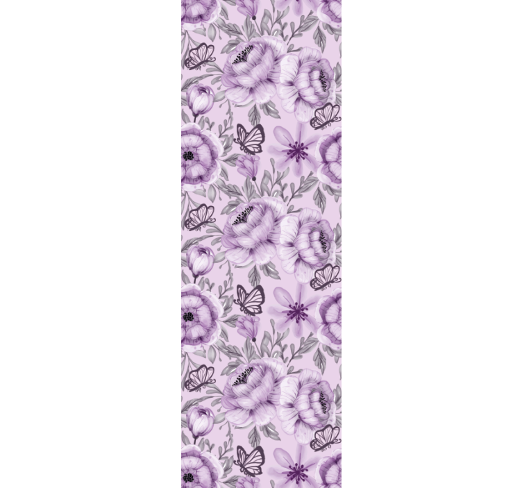 Blomster tapet med blomstrende sommerfugle - TenStickers