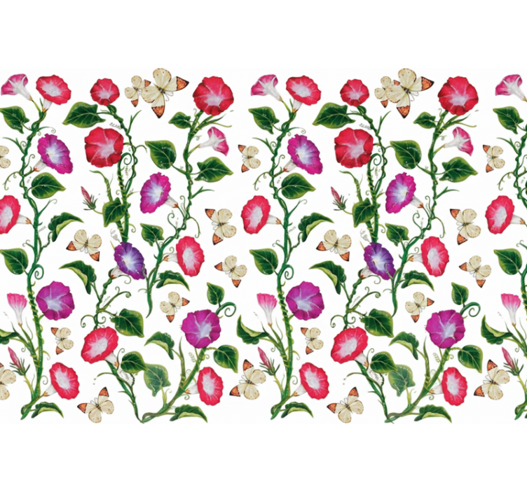 Blomster tapet i pink og lilla trompetblomster - TenStickers