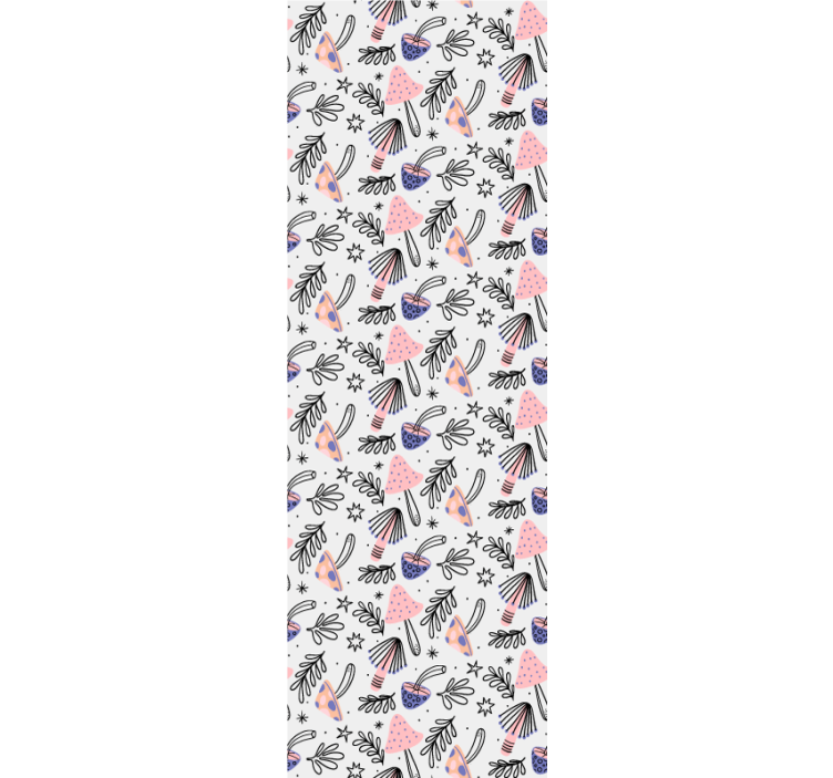 Tapet natur klassiske svampe og blomster - TenStickers