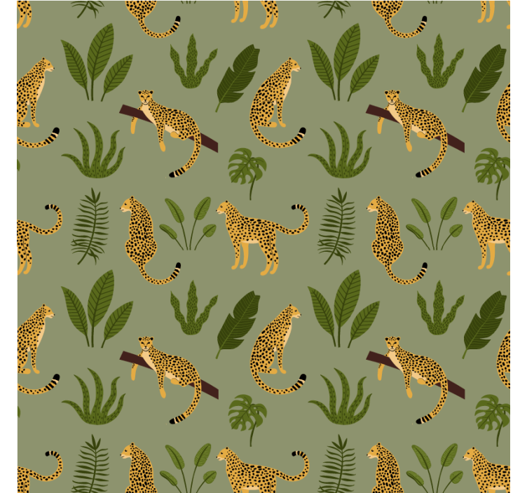 Tapet til soveværelse med leopard i floral jungle - TenStickers