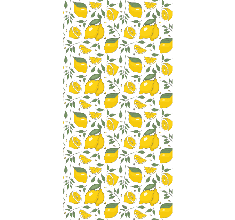 Lemoner og creme blomster tapet til soveværelse - TenStickers