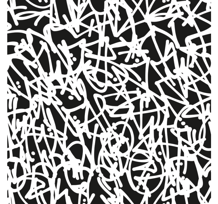 Tapet til soveværelse i sort og hvid graffiti - TenStickers