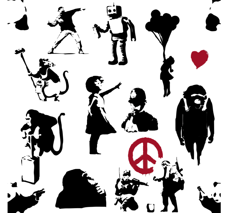 Tapet til soveværelse med fantasifulde karaktermønstre - TenStickers