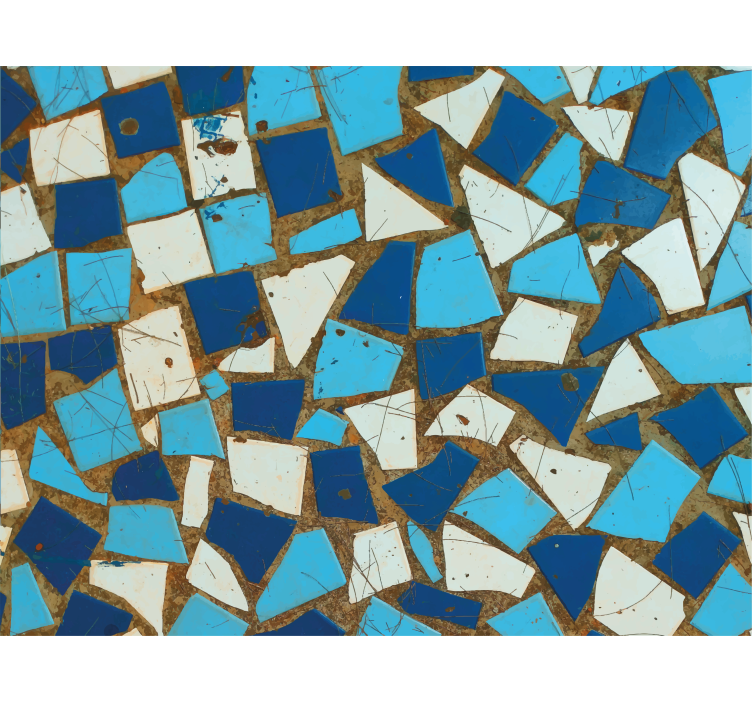 Tapet til gang geometrisk blå mosaikmønster - TenStickers