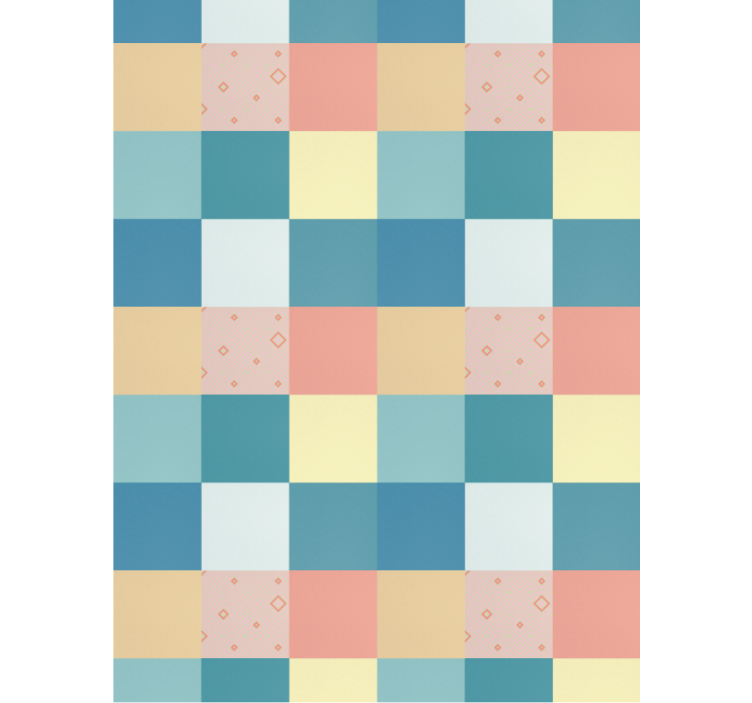 Tapet til gang farverigt retro patchwork mønster - TenStickers
