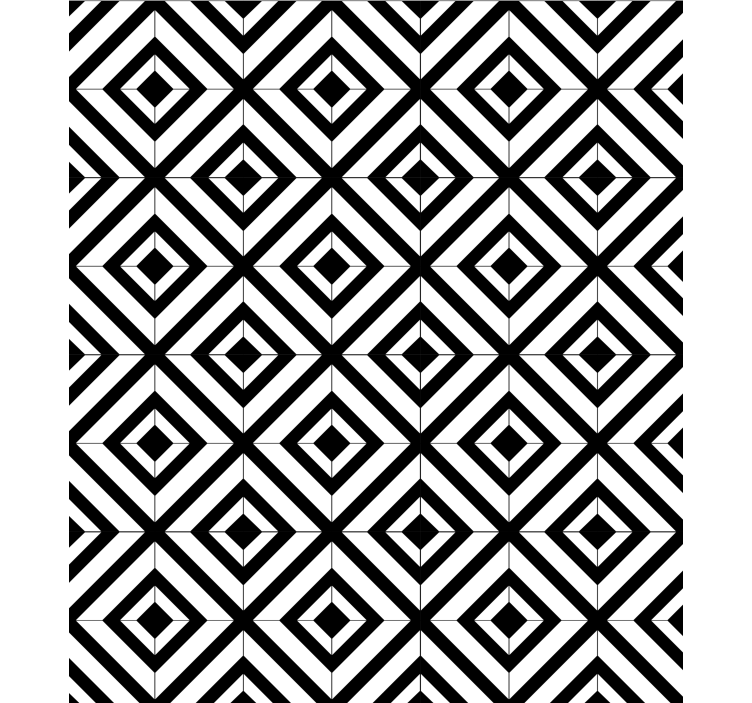 Geometrisk tapet sorte og hvide diamanter - TenStickers