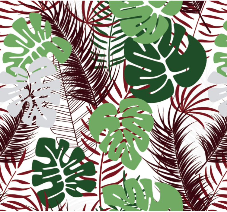 Tapet natur monstera blade med røde grene - TenStickers