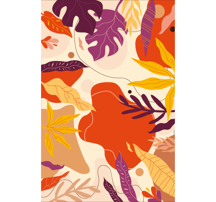 Tapet natur farverige abstrakte blade - TenStickers