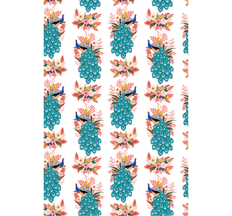 Tapet til gang påfugle blandt blomster - TenStickers