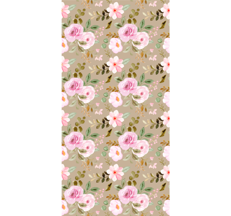 Tapet til gang med lyserøde blomster mønstre - TenStickers