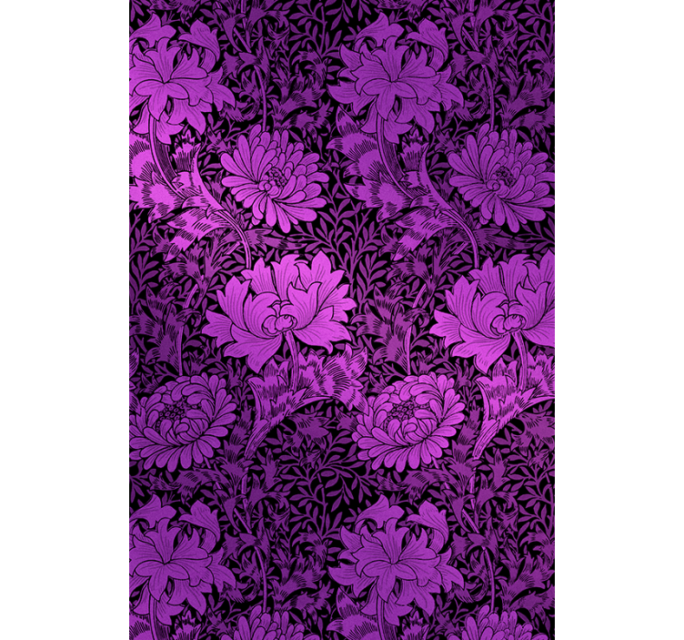 Tapet til gang med lilla botanisk motiv - TenStickers