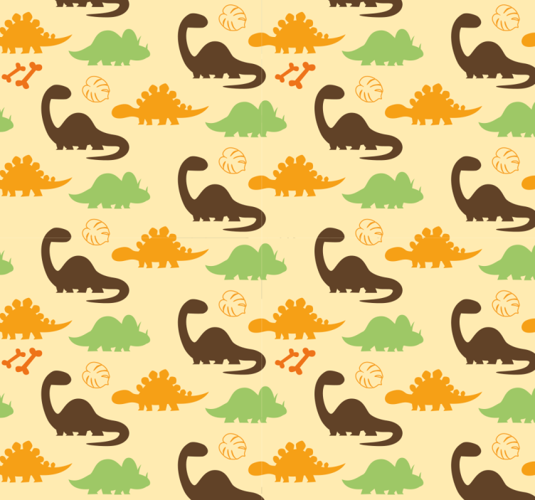 Dinosaur tapet med beige baggrund - TenStickers