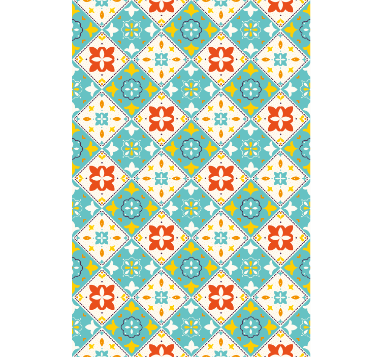 Tapet til badeværelse blå og beige fliser - TenStickers