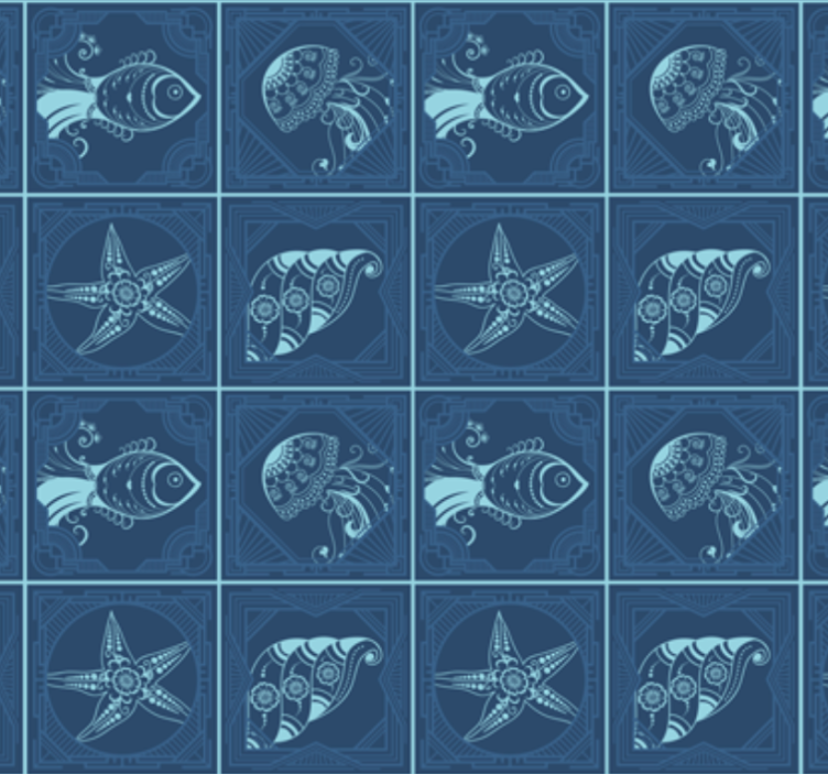 Tapet til badeværelse med marineliv design - TenStickers