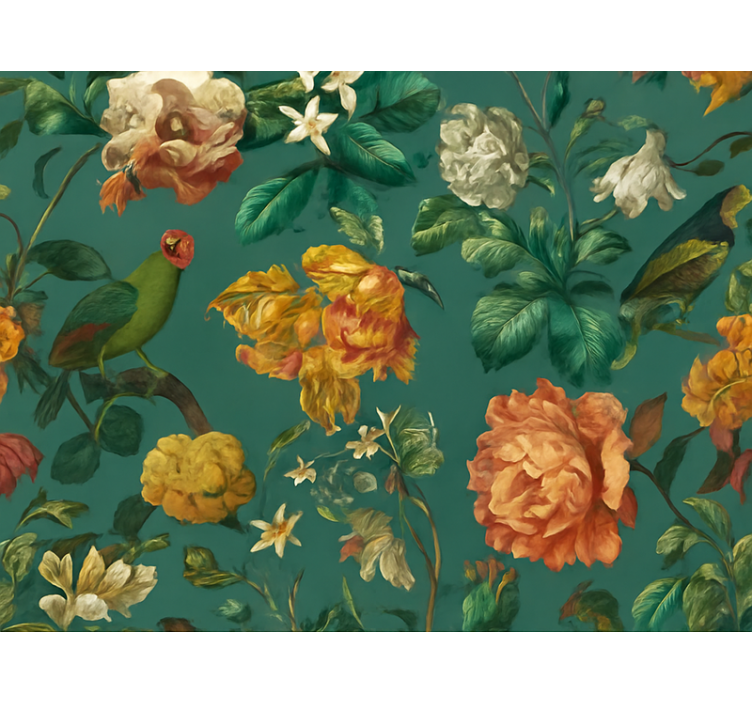 Tapet til soveværelse med mørkt blomstermotiv - TenStickers