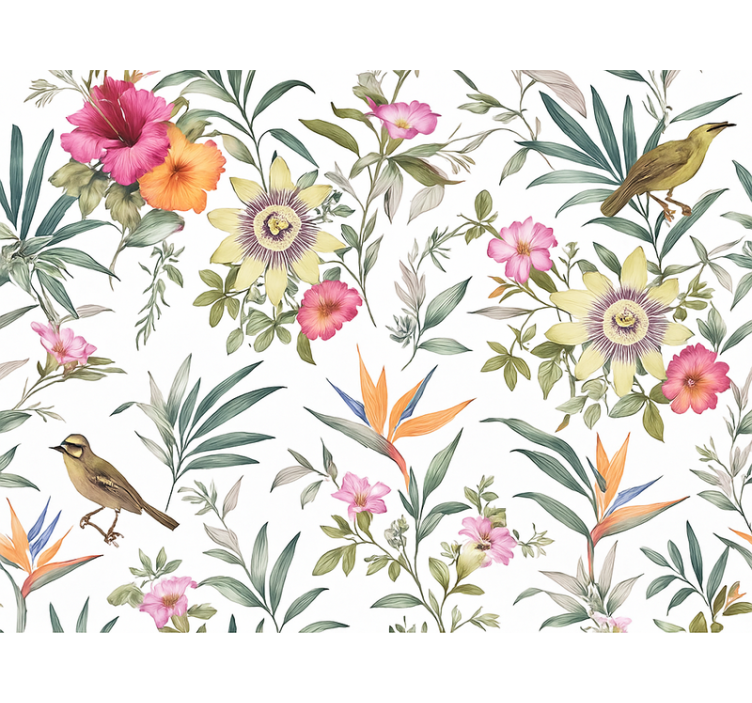 Tapet til soveværelse med blåt blomsterdesign - TenStickers