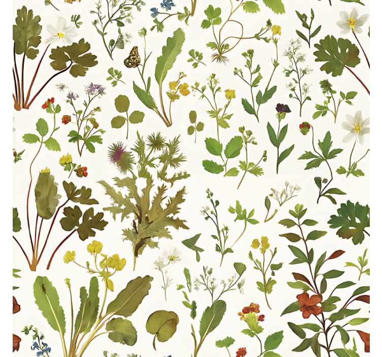 Tapet til soveværelse botanisk design med hvid baggrund - TenStickers