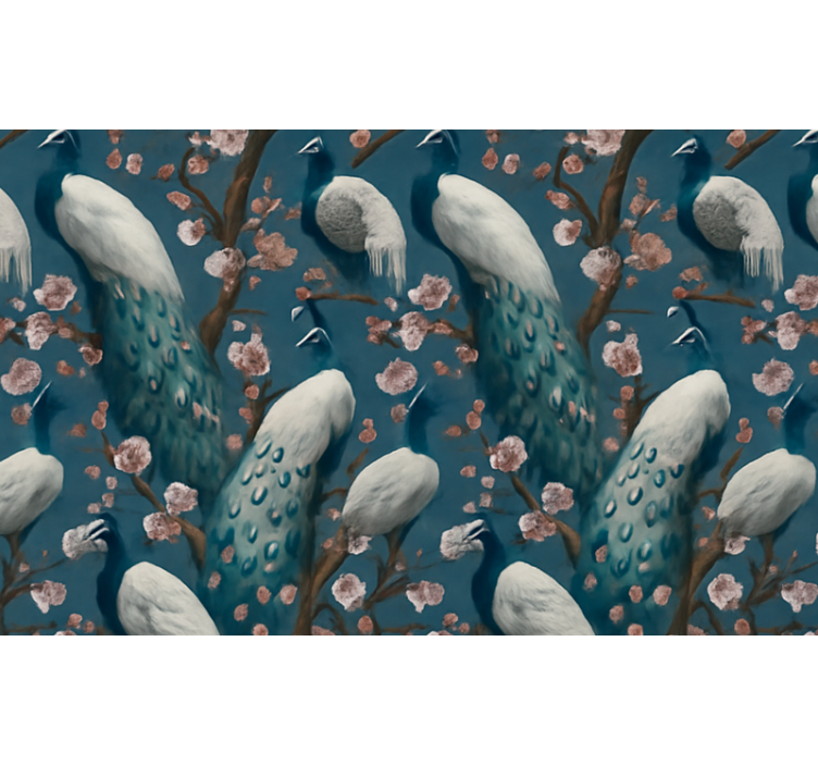 Tapet til soveværelse med elegante smukke påfugle - TenStickers