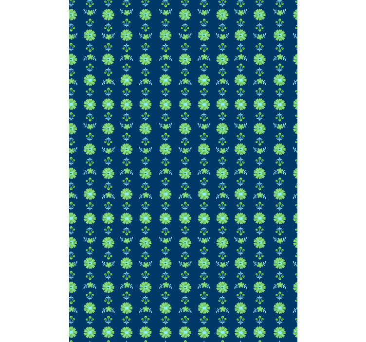 Blomster tapet grønt og blåt polsk mønster - TenStickers