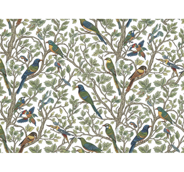 Træ på tapet fugle i skoven (b06wd69gpb) - TenStickers