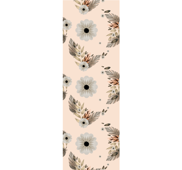 Tapet til soveværelse med lyserøde og sorte blomster - TenStickers