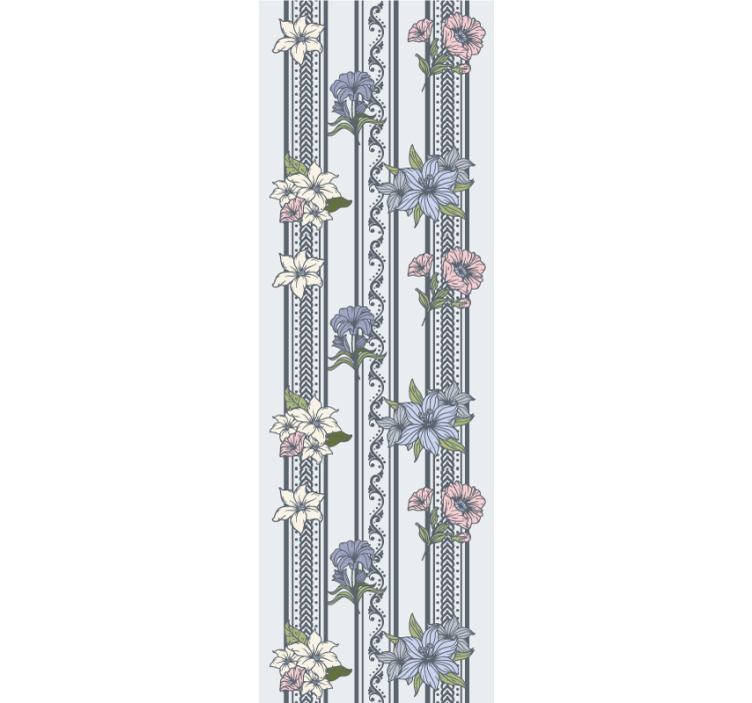 Tapet til soveværelse med blomstret vintage stribe design - TenStickers