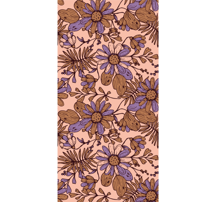 Tapet til soveværelse i afrikansk stil med brune blomster - TenStickers