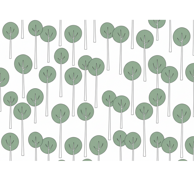 Blomster tapet med minimalistisk træmønster - TenStickers