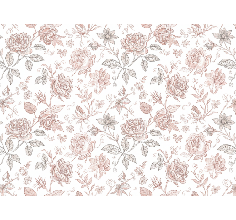 Blomster tapet vintage rose skitse - TenStickers