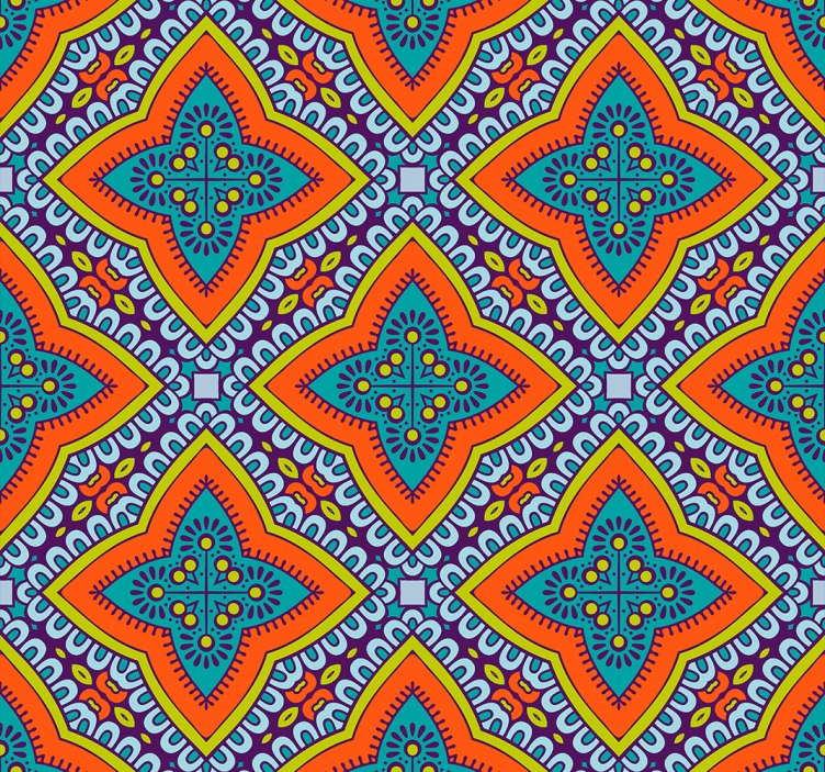 Dekorativ tapet farverig orientalsk stil - TenStickers