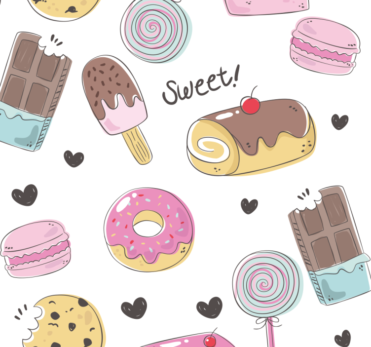 Dessert tema køkken tapet - TenStickers