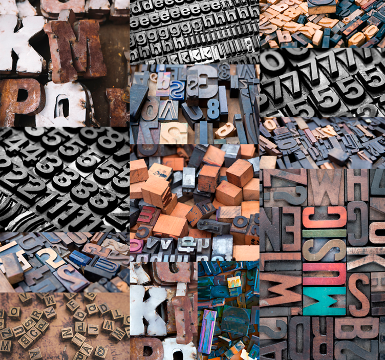 Bogstaver og tal vintage tapet - TenStickers