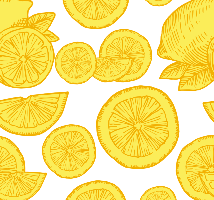 Appelsin og citron skitse citrus tapet - TenStickers