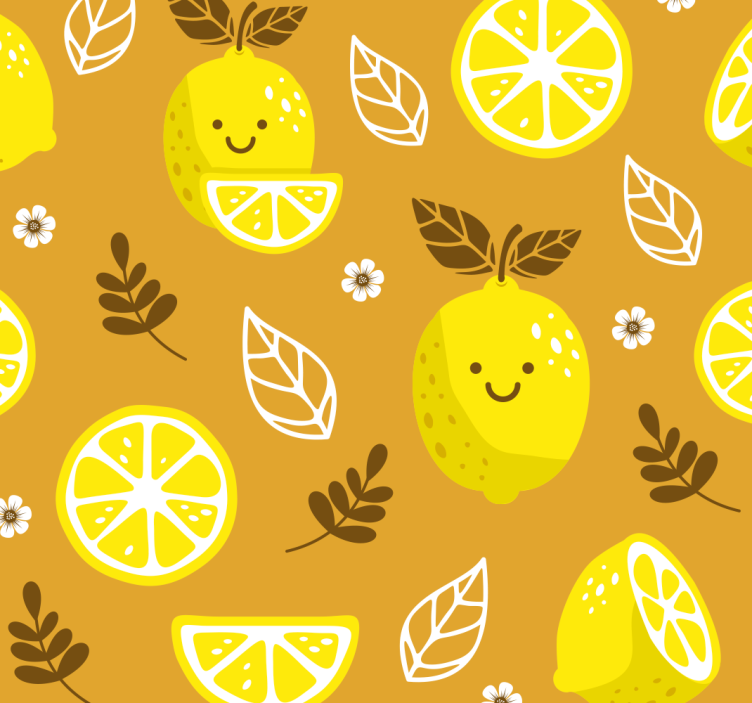 Smilende citroner citrus tapet - TenStickers