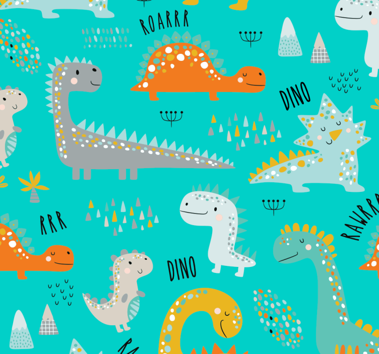 Dinosaurer med brølende tekst i børnehaven - TenStickers