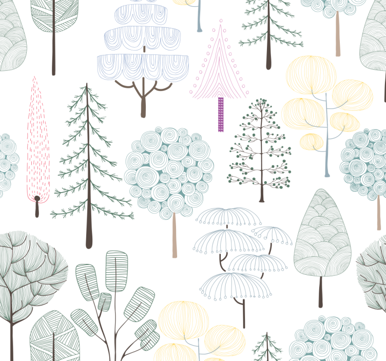 Botaniske illustrationer natur tapet - TenStickers