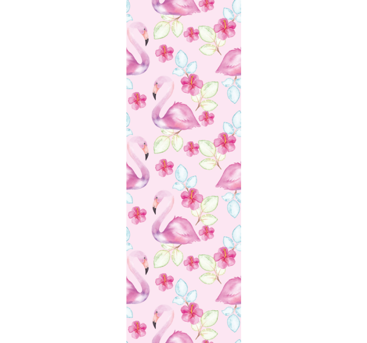 Blomsteragtige flamingoer tapet med dyr - TenStickers