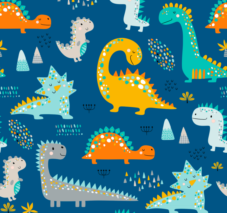 Dinosaur mønster dinosaur tapet - TenStickers