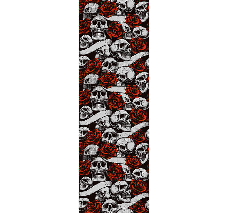 Gotiske kranier med blomster tapet kunst - TenStickers