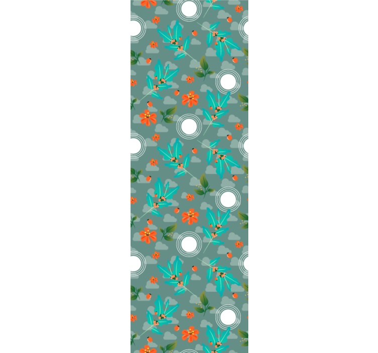 Blomstret geometrisk tapet spisestue - TenStickers