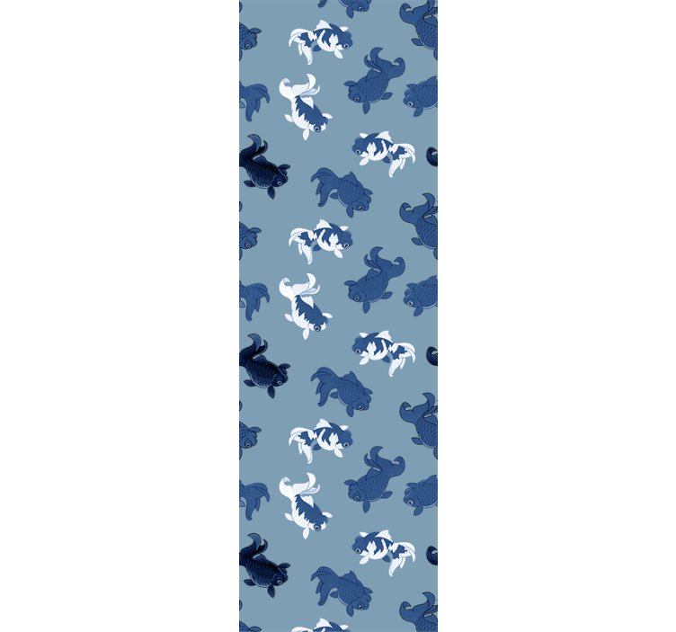 Mørkeblå og grå koi fiskedyr tapet - TenStickers