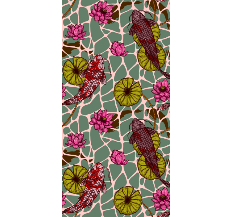 Koi dam motiv tapet med fisk - TenStickers