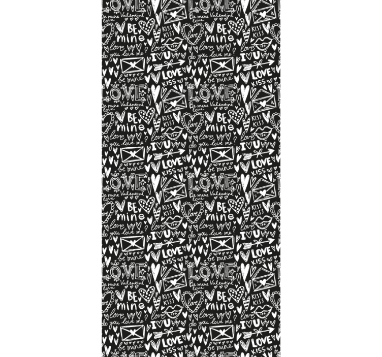 Valentins doodle tapet med tekst - TenStickers