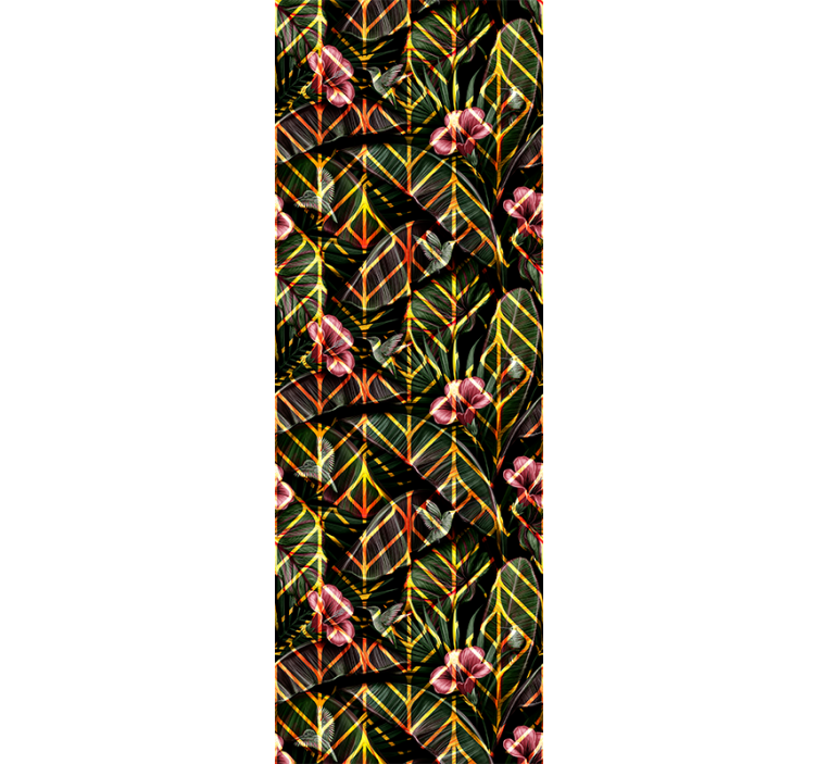 Blomstret løvmønster natur tapet - TenStickers