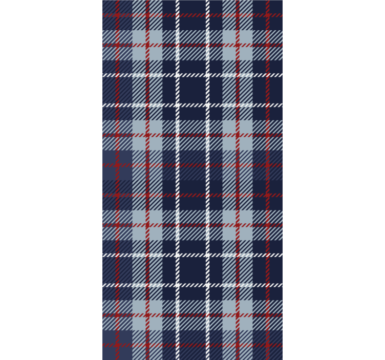 Blå og rød tartan vintage tapet - TenStickers