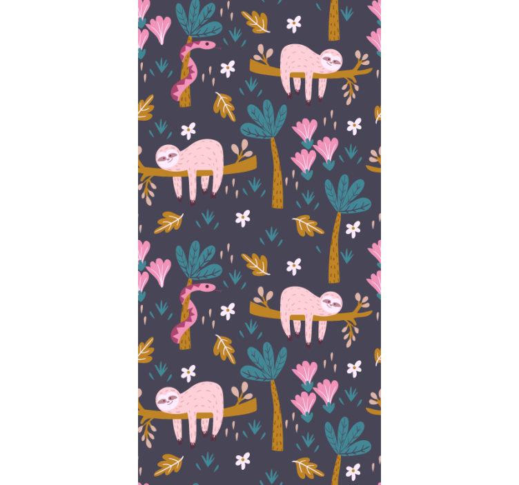 Lyserøde dovendyr tapet med dyr - TenStickers